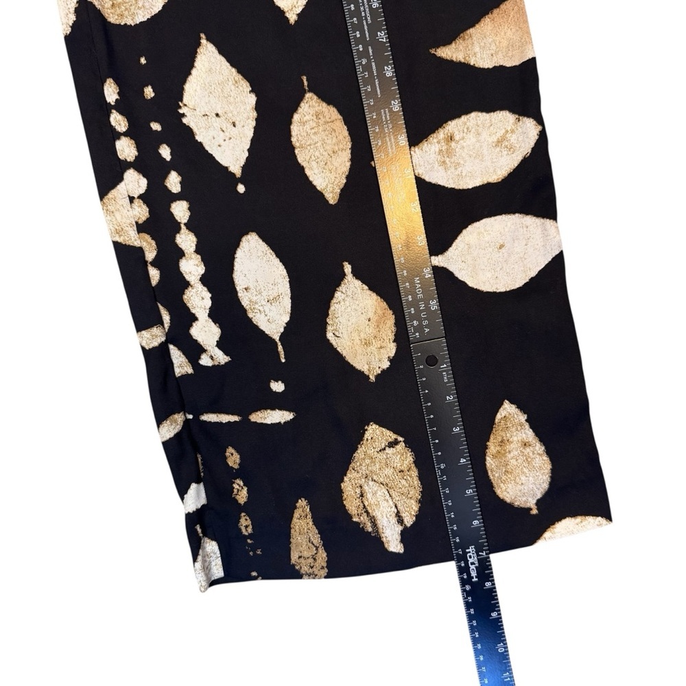 NWT Banana Republic Silky Black and Tan Leaf Print Wide Leg Women's Pants Size 8 - Picture 9 of 11